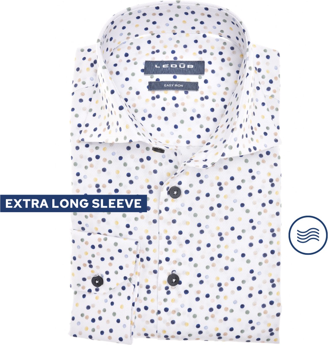 Ledûb Overhemd - Extra Lang - Blauw - 41