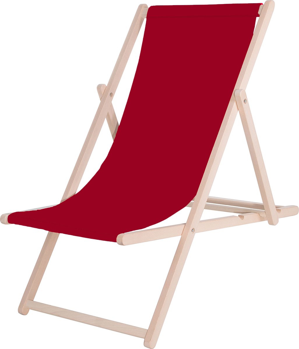 Strandstoel - Verstelbaar - Beukenhout - Hangemaakt - Bordeaux Rood