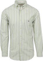 Gant - College Overhemd Streep Lichtgroen - Heren - Maat L - Regular-fit