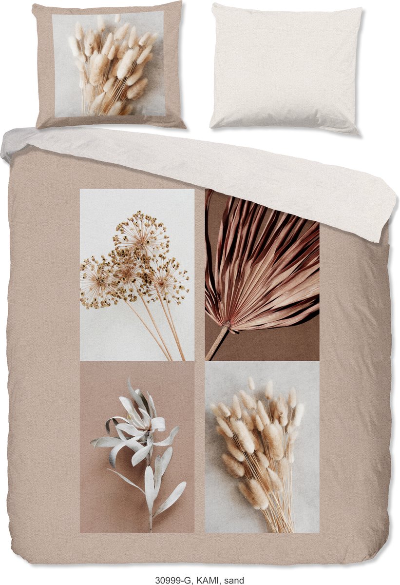 Good Morning dekbedovertrek droog bloemen - Lits jumeaux 240x200/220 cm - Zand - 100% Katoen renforce