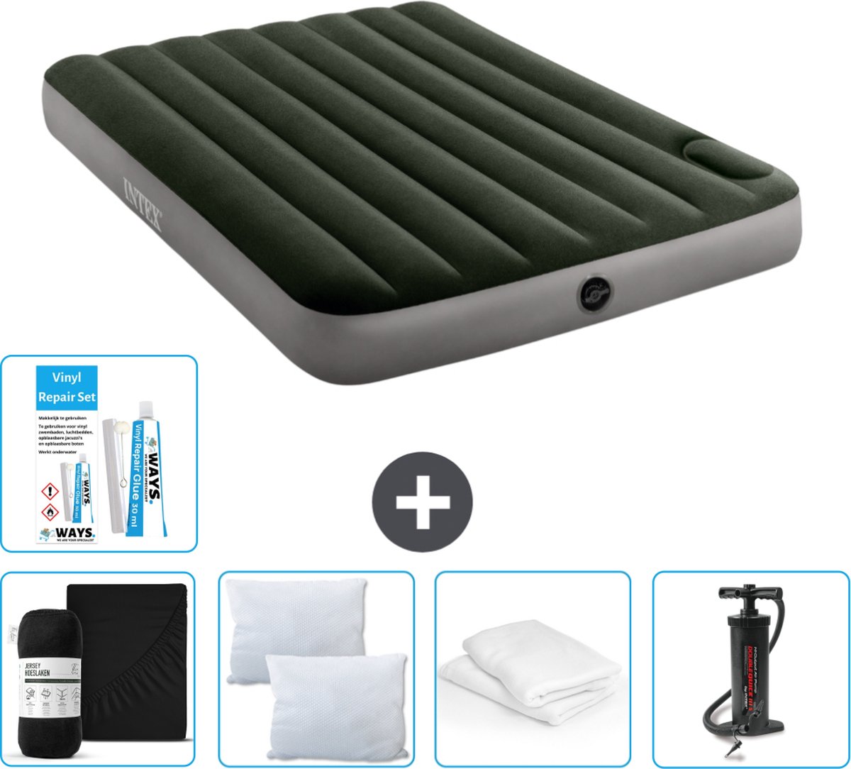 Intex Luchtbed - Twijfelaar - 137 x 191 x 25 cm - Groen - Accessoires CB5