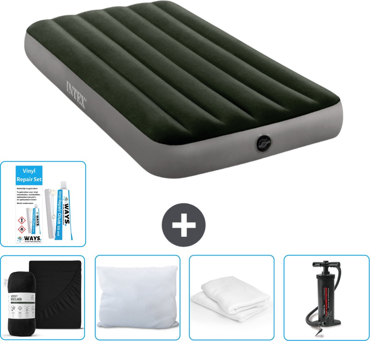Intex Luchtbed - 1-Persoons - 99 x 191 x 25 cm - Groen - Inclusief Accessoires CB5