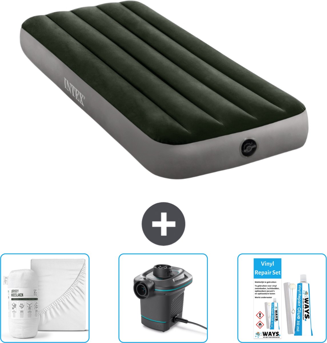 Intex Luchtbed - 1-Persoons - 76 x 191 x 25 cm - Groen - Inclusief Accessoires CB4