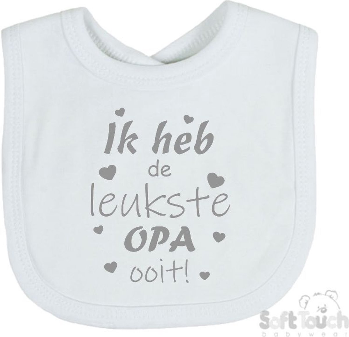 Goedkoopste Soft Touch Slabber Slabbetje Slab Ik heb de leukste OPA ooit! Vaderdag Unisex Katoen Wit/grijs Maat 33x22 Cm