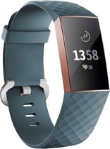 *** Bandje geschikt Voor Fitbit Charge 3 & 4 Sport Wafel Band - Leisteen (Grijs) - Maat: ML - Horlogebandje, Armband van Heble® ***