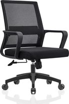 Bureaustoel, ergonomische bureaustoel met armleuningen, lendensteun, in hoogte verstelbaar, computerstoel, in hoogte verstelbaar en rugvriendelijk, draaistoel, zwart, belastbaar tot 150 kg