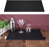 Barserviesmat, 30 x 15 x 1 cm, barmat voor huisbar, geschikt en accessoires voor thuis, pvc-rubberen mat voor het drogen van servies en glazen voor keukenrestaurants enz., zwart