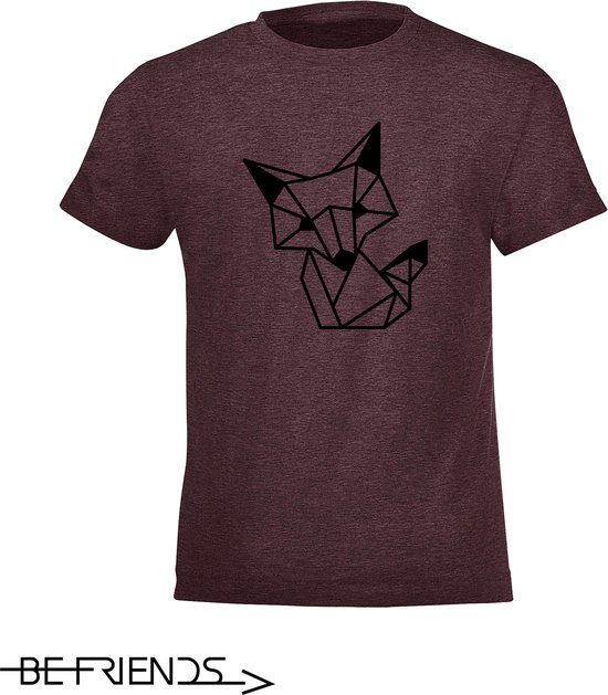 Be Friends T-Shirt - Fox - Kinderen - Bordeaux - Maat 4 jaar