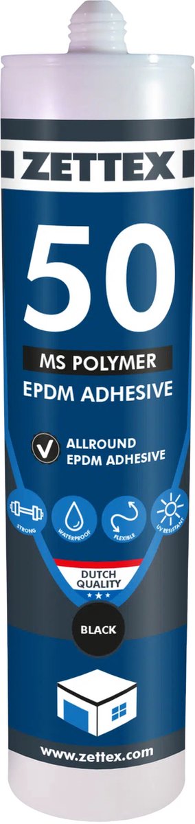 Zettex MS 50 EPDM Kit - Lijmkit - Waterbestendig - Verlijmen en Afdichten - 290ml - Universeel - Zwart