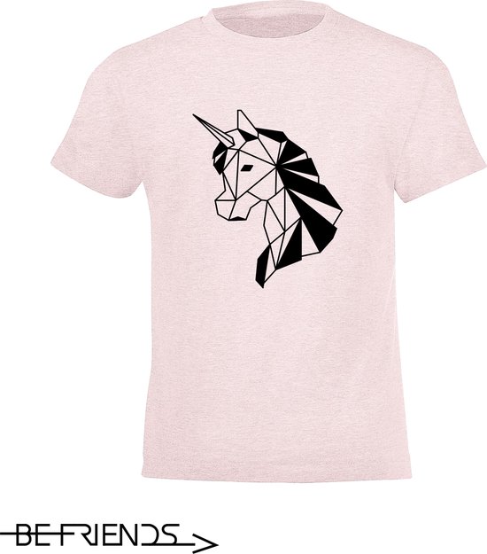 Be Friends T-Shirt - Unicorn - Kinderen - Roos - Maat 12 jaar