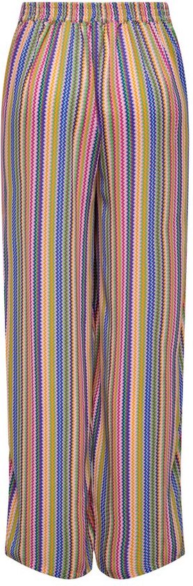 Only Alma Life Poly Palazzo Pant Begoina Pink Glowy Zigzag MULTICOLOR M