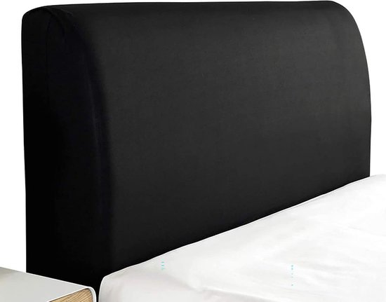 Hoofdbordhoes, stofdichte stretch hoofdbordafdekking, rugbescherming, all-inclusive slipcover, zwart, 180 cm, voor (170-190 cm hoofdbord)