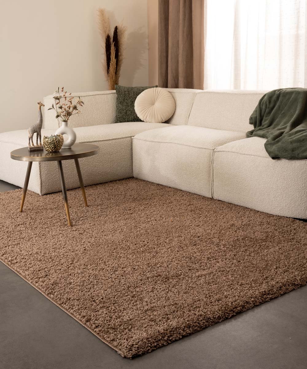 Vierkant hoogpolig vloerkleed - Shaggy Trend mokka 160x160