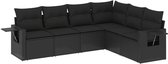 vidaXL - 6-delige - Loungeset - met - kussens - poly - rattan - zwart