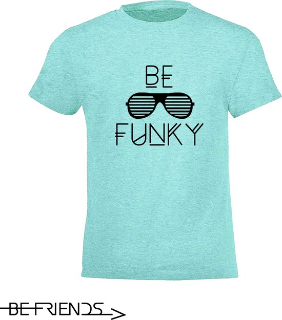 Be Friends T-Shirt - Be Funky - Kinderen - Mint groen - Maat 6 jaar