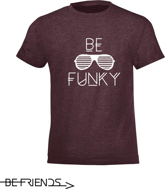 Be Friends T-Shirt - Be Funky - Kinderen - Bordeaux - Maat 4 jaar