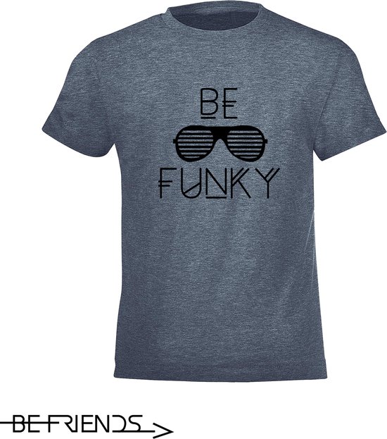 Be Friends T-Shirt - Be Funky - Kinderen - Denim - Maat 8 jaar