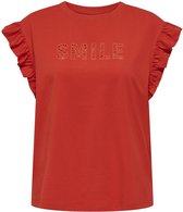 Only T-shirt Onlpernille S/s Frill Top Box Jrs 15320637 Red Alert Dames Maat - L