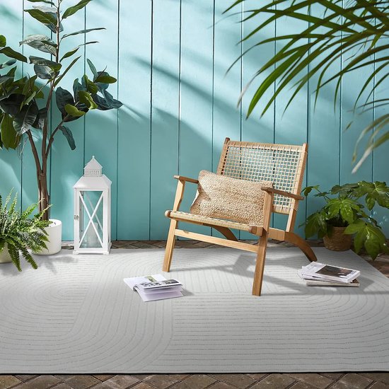 Flycarpets Algarve Plus Modern Indoor & Outdoor - Abstract Cirkelvormige Patronen Vloerkleed - Creme - 160x230 cm
