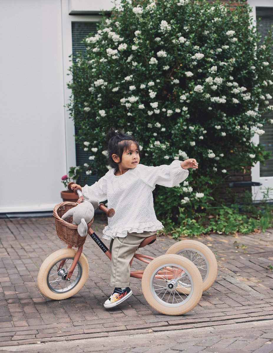 Veloretti Driewieler 2 in 1 Loopfiets met zijwieltjes - 1.5 t/m 4 jaar - 12 inch - Roze — afbeelding 2