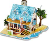 Ainy - 3D puzzel mini strandhuisje: Miniatuur huisjes bouwpakket / knutselpakket / knutselen meisjes - hobby puzzels en creatief modelbouw voor kinderen & volwassenen | 27 stukjes - 16x13x11cm