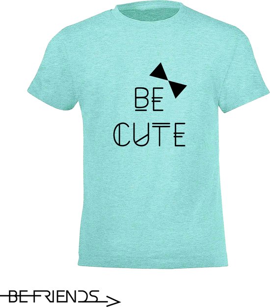 Be Friends T-Shirt - Be cute - Kinderen - Mint groen - Maat 4 jaar