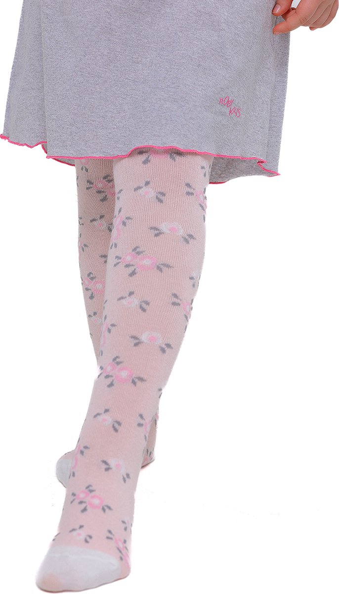 RobyKris Kids Trendy Maillot met bloemen - Katoen - Roze - Maat 128-134
