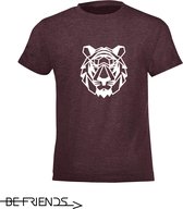 T-Shirt Be Friends - Tigre - Homme - Bordeaux - Taille L