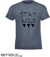 Be Friends T-Shirt - Stay wild - Kinderen - Denim - Maat 10 jaar