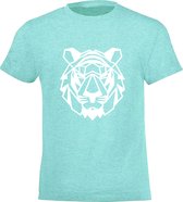 Be Friends T-Shirt - Tijger - Kinderen - Mint groen - Maat 8 jaar