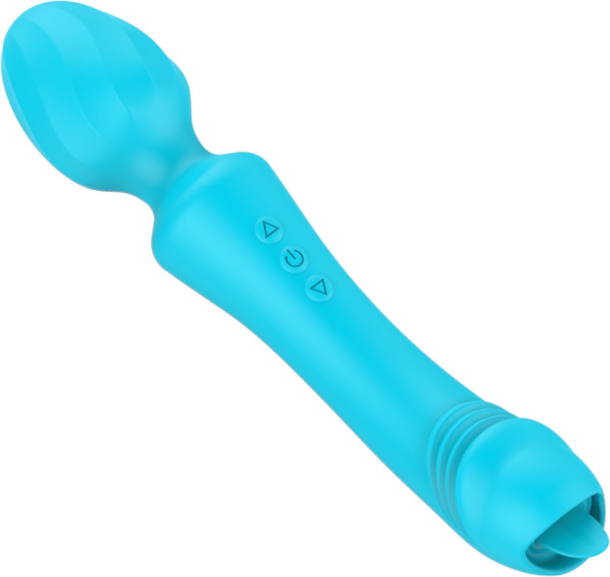 Goedkoopste Cupitoys® Wand vibrator met tong - 2 in 1 - 20cm - Lichtblauw - 20 standen - Vibrators voor vrouwen en mannen - Sex toys voor vrouwen en mannen