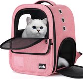 Rugzak voor katten, draagbare en opvouwbare kattentas, ademende en lichte hondentas, waterdichte Oxford-doek, voor reizen, wandelen, 6 kg, roze