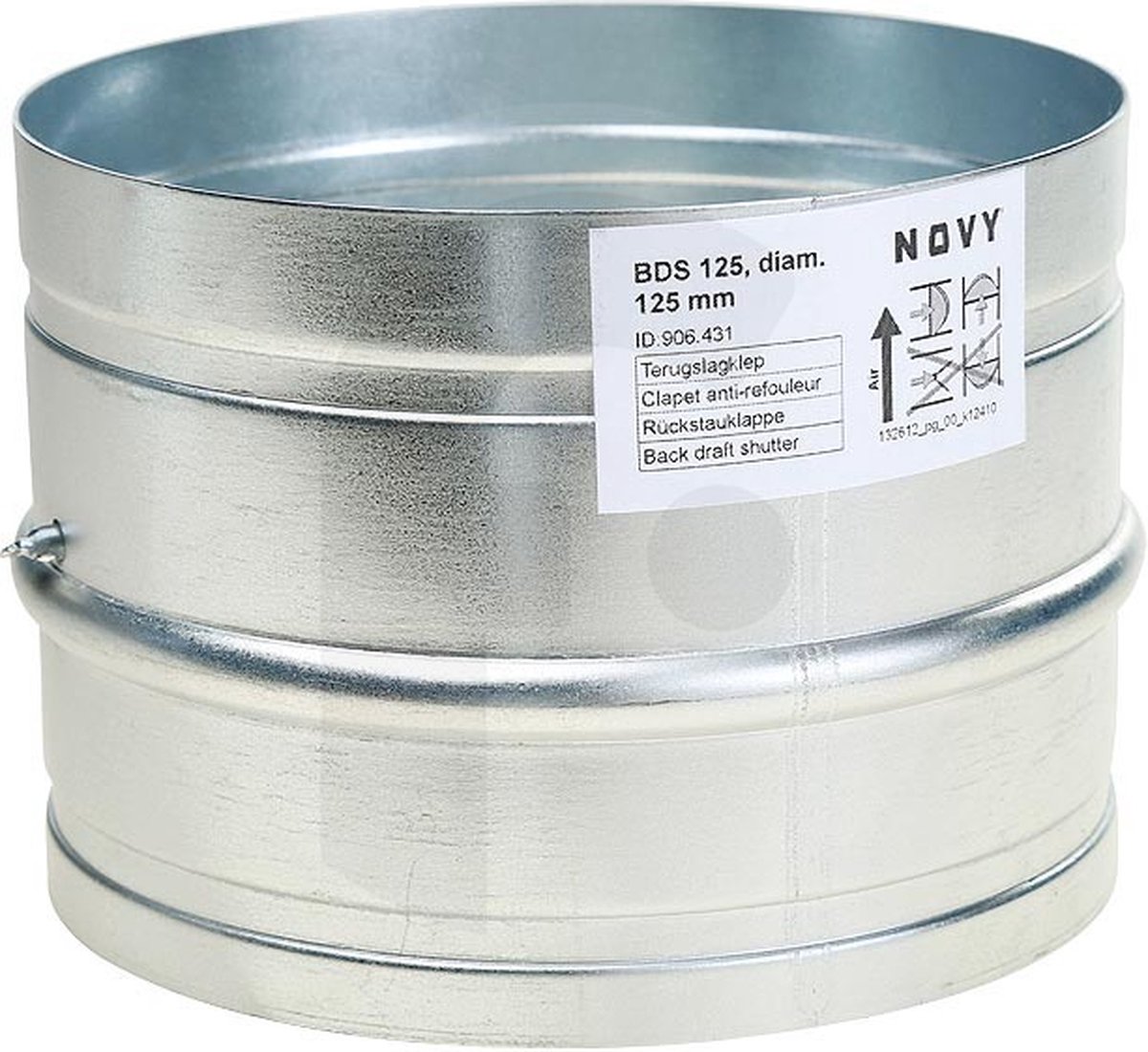Novy 6830089 Terugslagklep - Essentieel Toebehoren voor Dampkap met Dakmotor