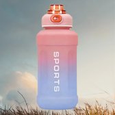 Drinkfles - sport Waterfles - 1300 ml - Waterdichte sluiting - roze/blauw