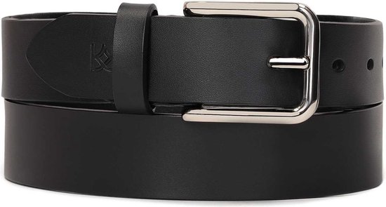 Ladies' slim leather belt with silver buckle