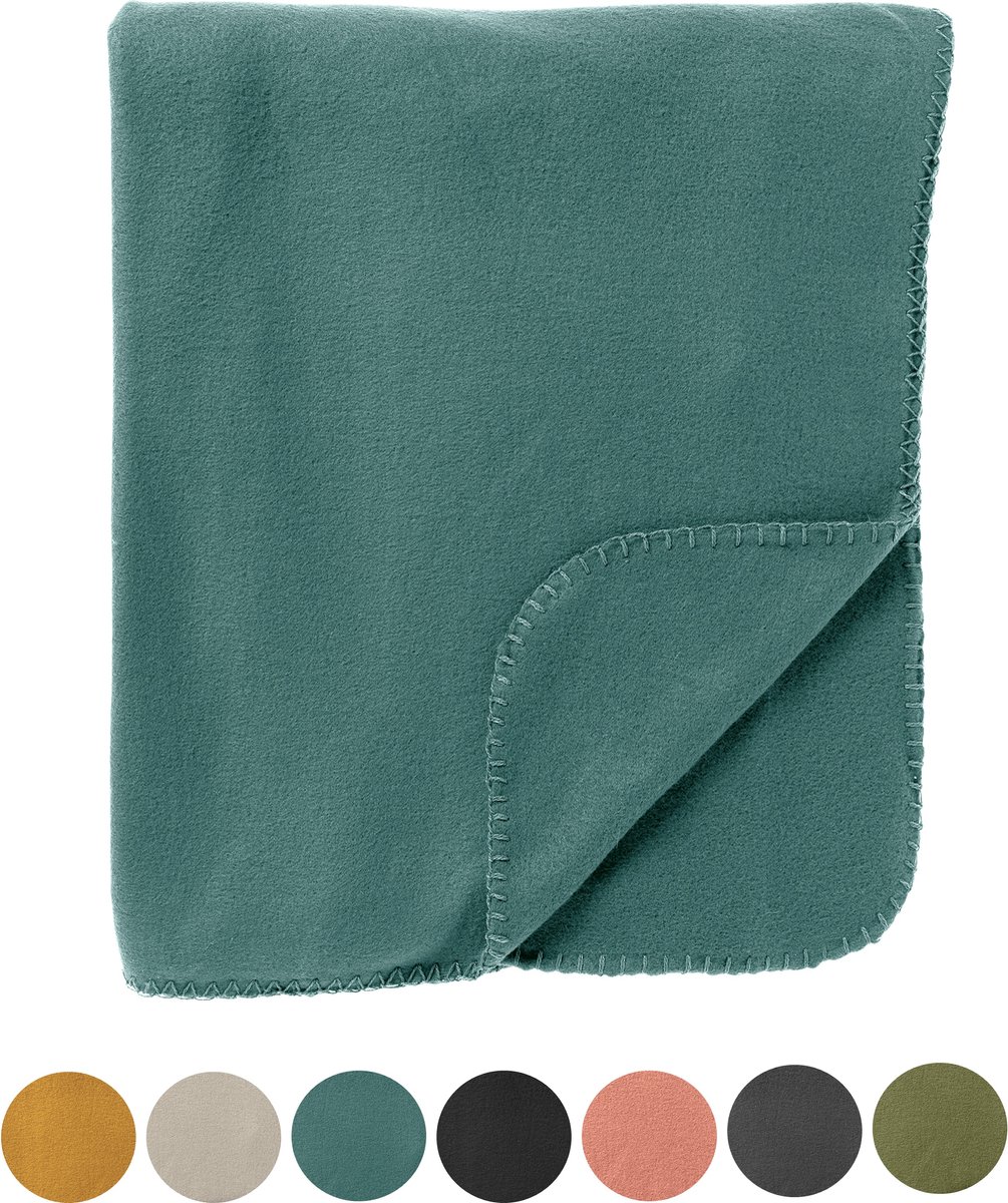 Dutch Decor PABLO - Plaid 150x200 cm - 100% polyester - fleece terrasplaid - Sagebrush Green - groen Blauwgroen