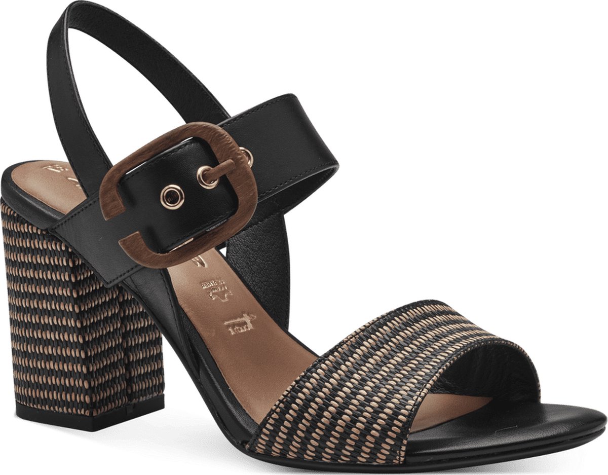Sandales Tamaris à Talon Bloc 7,5 Cm - Cuir - Bout Carré - Fermoir Sécurisé - Confort TOUCH-IT