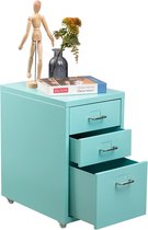 Classeur mobile avec 3 tiroirs, dossier sous le bureau, armoire de rangement en métal avec roulettes pour bureau à domicile, bleu ciel