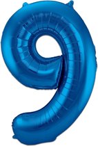 LUQ - Cijfer Ballonnen - Cijfer Ballon 9 Jaar Blauw XL Groot - Helium Verjaardag Versiering Feestversiering Folieballon