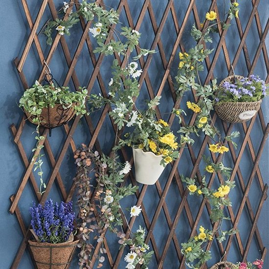 Houten traliewerkframe decoratie buiten tuinplant klimmen uitschuifbaar hek houten traliewerk 150 x 37 cm, 0,7 cm dik