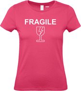 Dames t-shirt FRAGILE | Mental Health | Gevoelig | Fuchsia Dames | maat XL