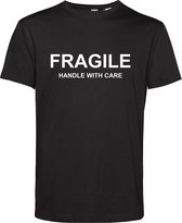 T-shirt FRAGILE Handle With Care | Mental Health | Gevoelig | Zwart | maat XS