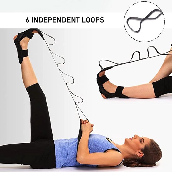 Stretchband, stretchknie-stretchband, yoga-rekband voor fasciitis plantaris, achillespeesontsteking verbeteren voor fitness, beentraining, revalidatie, hot yoga, blauw — afbeelding 3