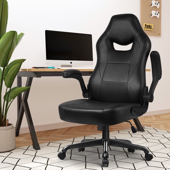 Ergonomische Bureaustoel-Bureaustoel-met 90°-135°Rugleuning Bureaustoelen voor Volwassenen-Inklapbare Armleuningen-Office Chair-Gaming Stoel-150kg-Zwart - Elekiatech