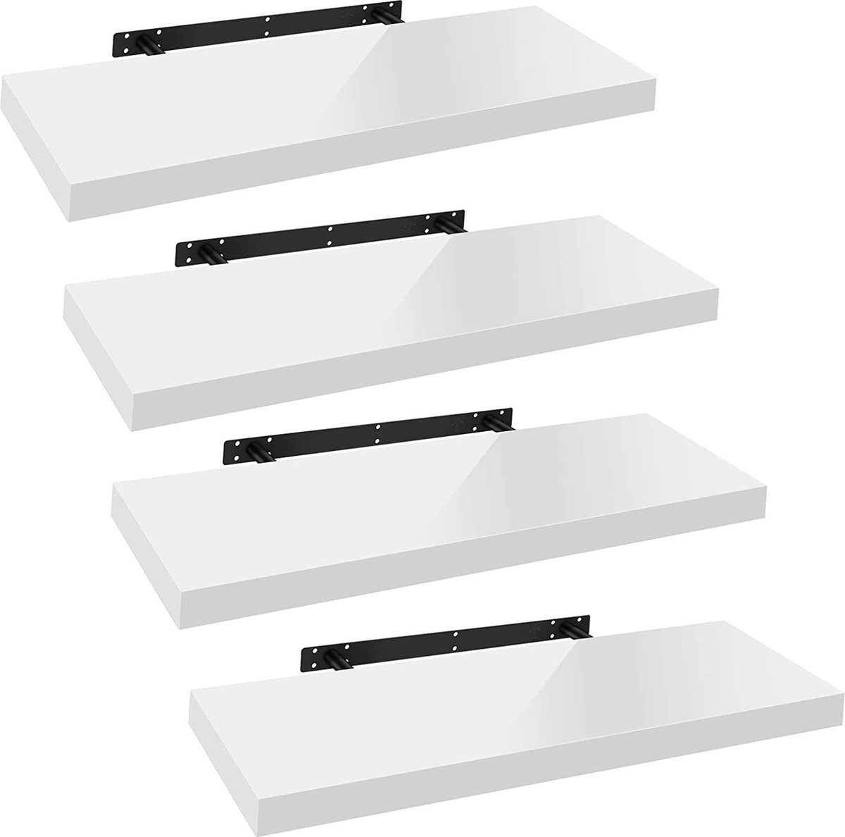 Set van 4 Wandplanken - Zwevende Planken - Display Richels - Duurzaam MDF & PVC - Veelzijdige en eenvoudige installatie - 90cm x 22,9cm x 3,8cm