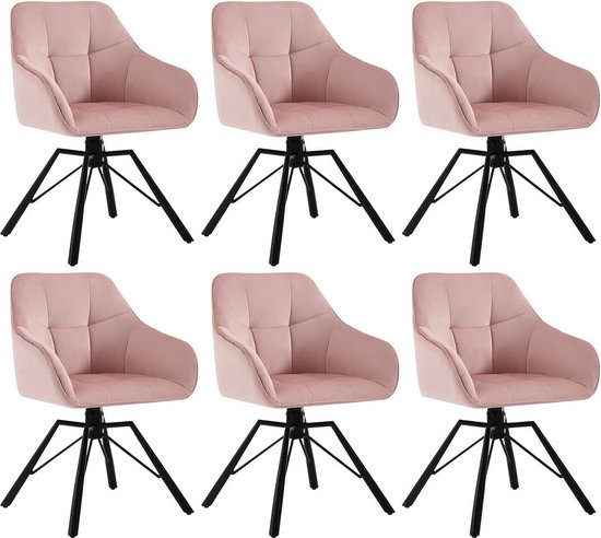 Rootz draaibare eetkamerstoel - draaistoel - fluwelen bureaustoel - ergonomisch ontwerp - comfortabele brede zitting - stevig metalen frame - 58,5 cm x 82,5 cm x 54,5 cm