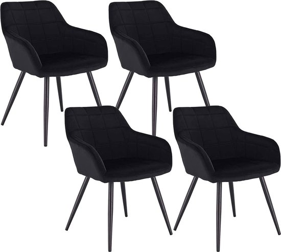 Rootz fluwelen eetkamerstoelen - elegante zitplaatsen - comfortabele stoelen - zachte bekleding - ergonomisch ontwerp - duurzaam metalen frame - 49 cm x 43 cm x 81 cm