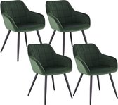 Rootz Set van 4 eetkamerstoelen - Fluwelen fauteuils - Stoelen met metalen frame - Comfortabel en ergonomisch - Duurzaam en stabiel - Stijlvol ontwerp - Donkergroen - 49 cm x 43 cm x 81 cm