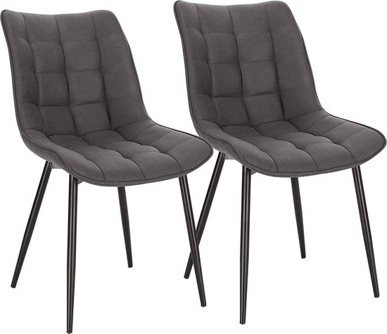 Rootz moderne eetkamerstoelen - ergonomische zitplaatsen - stijlvolle keukenstoelen - duurzaam, comfortabel, veelzijdig - metalen poten - 85,5 cm x 46 cm x 40,5 cm (set van 2)