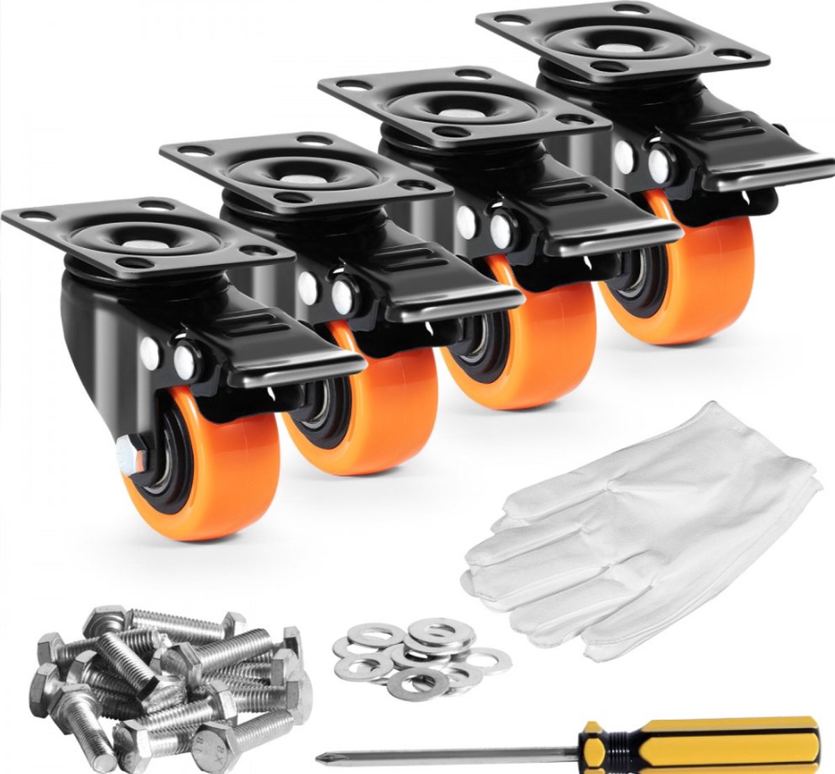 Vevor KOSMOS 4-Inch Zwenkwielen Set van 4 Met Beveiliging Dubbele Vergrendeling PVC Caster Wielen Kar Meubelen Werkbank